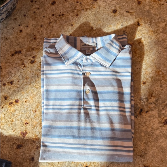 Peter Millar Blue and White Striped Polo - Picture 5 of 8